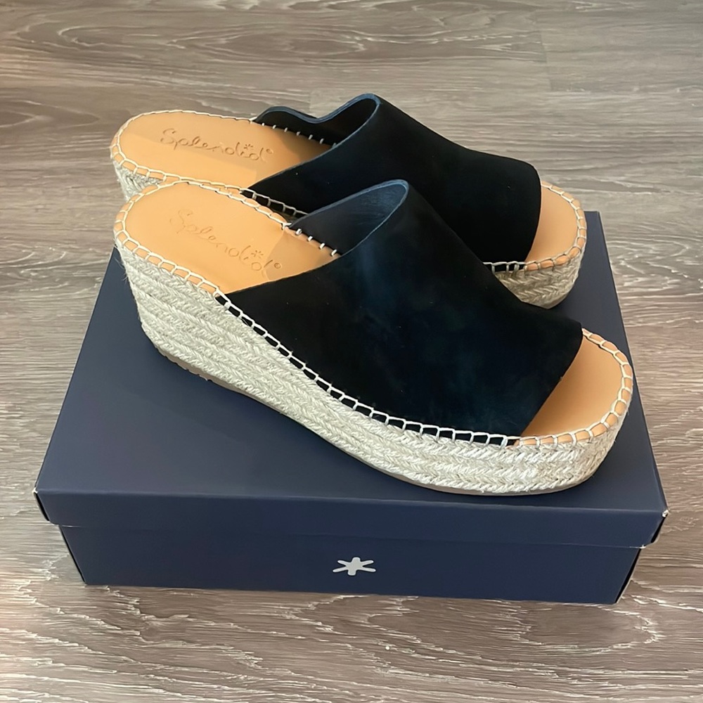 Black and Tan espadrille Splendid wedges. Never-worn, in original packaging.